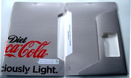 Recycled poster folder made from Coca-Cola's Adshel campaign